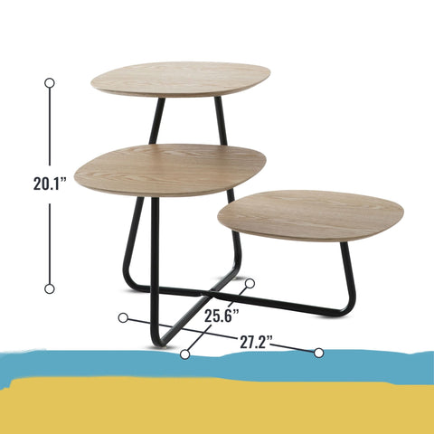 LeisureMod Hazelton Multi-Top End Tables with Manufactured Wood Top and Powder Coated Steel Frame