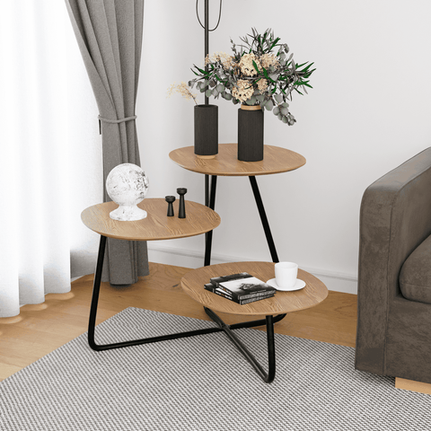 LeisureMod Hazelton Multi-Top End Tables with Manufactured Wood Top and Powder Coated Steel Frame