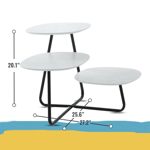 LeisureMod Hazelton Multi-Top End Tables with Manufactured Wood Top and Powder Coated Steel Frame