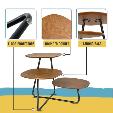 LeisureMod Hazelton Multi-Top End Tables with Manufactured Wood Top and Powder Coated Steel Frame