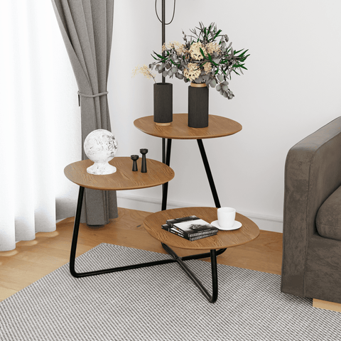 LeisureMod Hazelton Multi-Top End Tables with Manufactured Wood Top and Powder Coated Steel Frame