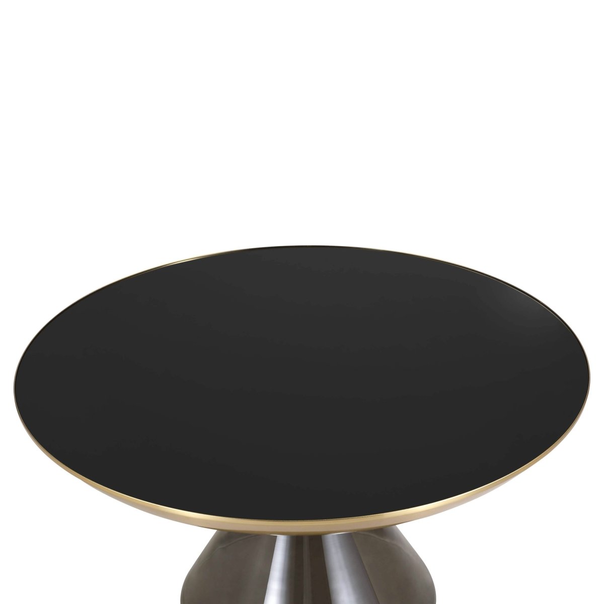 Hyalus 30 - Inch Round Glass Coffee Table with Golden Iron Rim Frame and Glass Base
