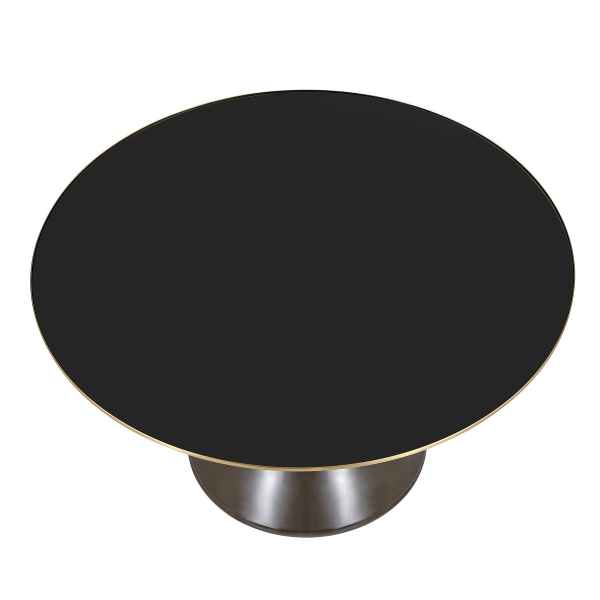 Hyalus 30 - Inch Round Glass Coffee Table with Golden Iron Rim Frame and Glass Base