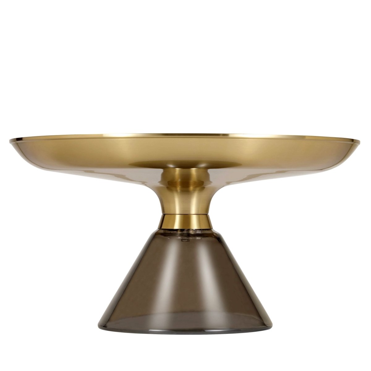 Hyalus 30 - Inch Round Glass Coffee Table with Golden Iron Rim Frame and Glass Base
