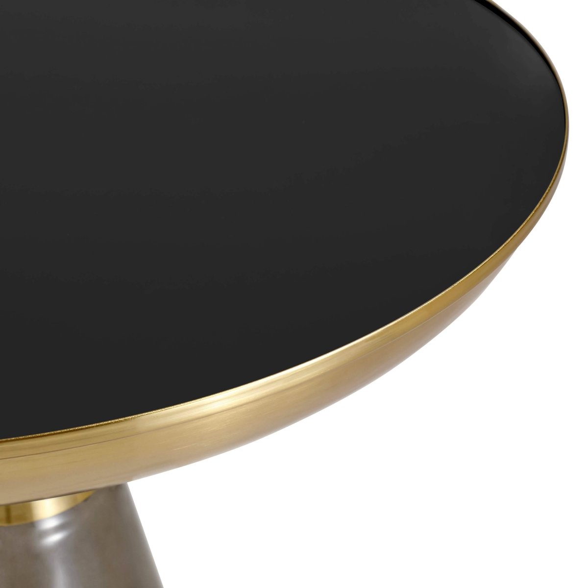 Hyalus Tully 19 - Inch Round Glass Side Table with Iron Rim Frame and Glass Base