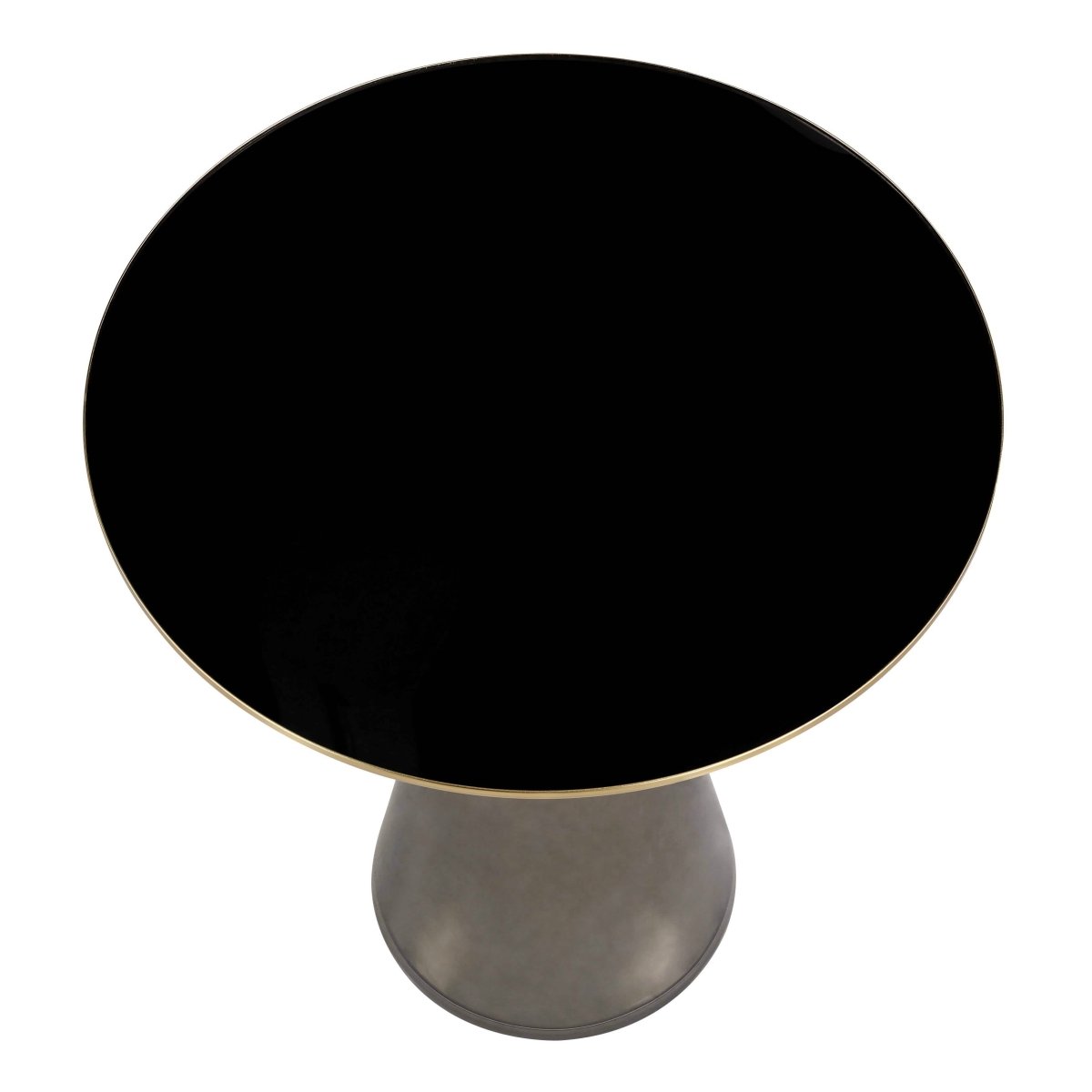 Hyalus Tully 19 - Inch Round Glass Side Table with Iron Rim Frame and Glass Base