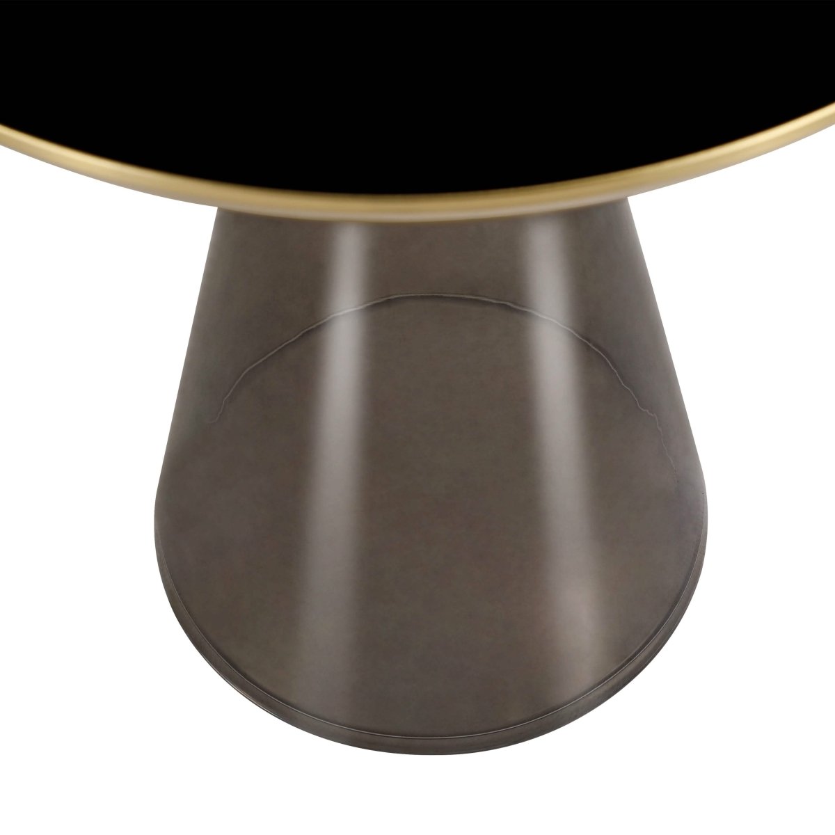 Hyalus Tully 19 - Inch Round Glass Side Table with Iron Rim Frame and Glass Base