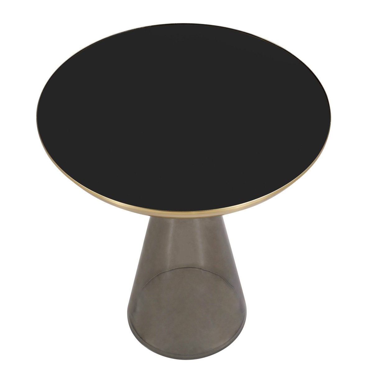 Hyalus Tully 19 - Inch Round Glass Side Table with Iron Rim Frame and Glass Base