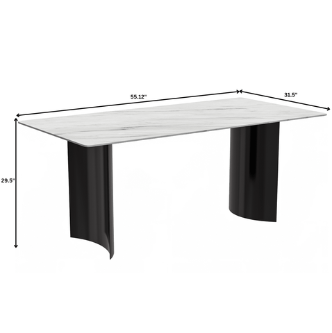 Zara Rectangular Dining Table with Glass/Sintered Stone Top and Stainless Steel Base