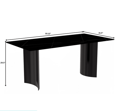 Zara Rectangular Dining Table with Glass/Sintered Stone Top and Stainless Steel Base