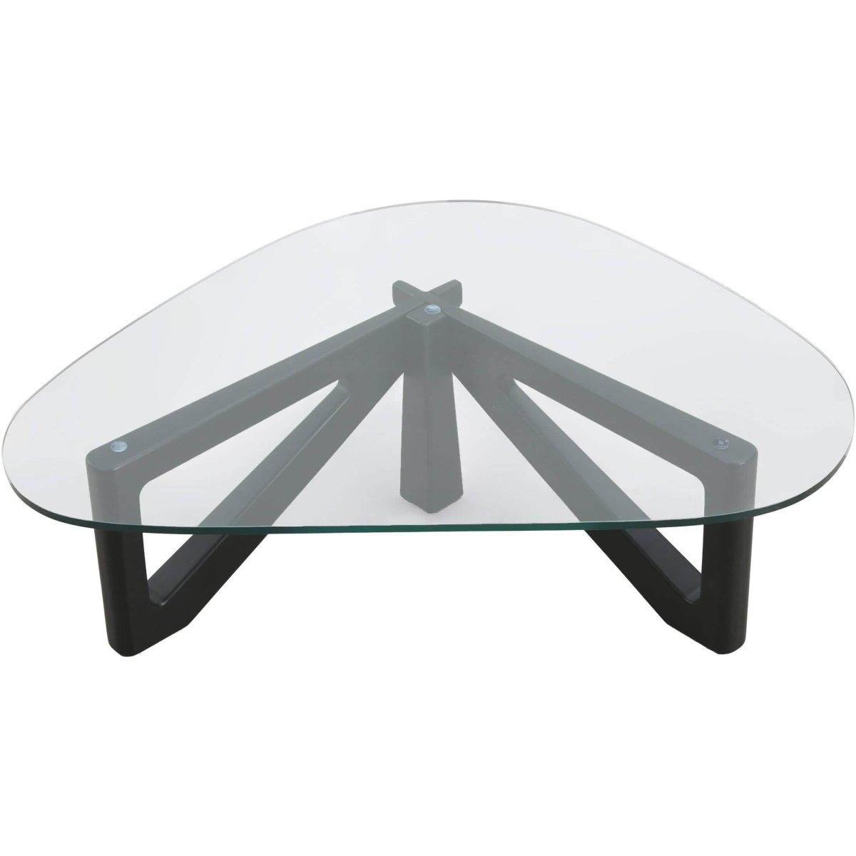 Imperial Triangular Coffee Table with a Glass Tabletop and Wood Base