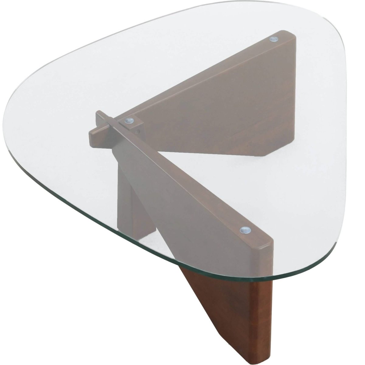 Imperial Triangular Coffee Table with a Glass Tabletop and Wood Base