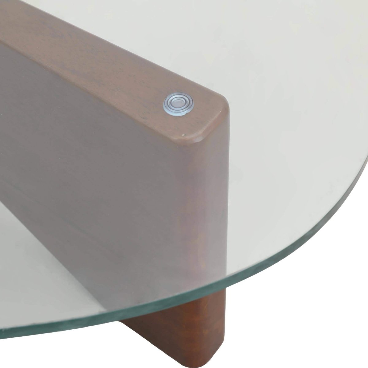 Imperial Triangular Coffee Table with a Glass Tabletop and Wood Base