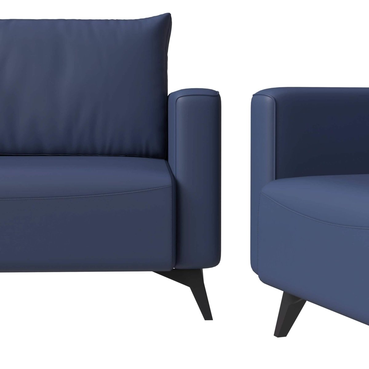 Inno 3 - Piece Leather Sofa Set with 2 Single - Seater and a Three - Seater Sofa with Stainless Steel Legs
