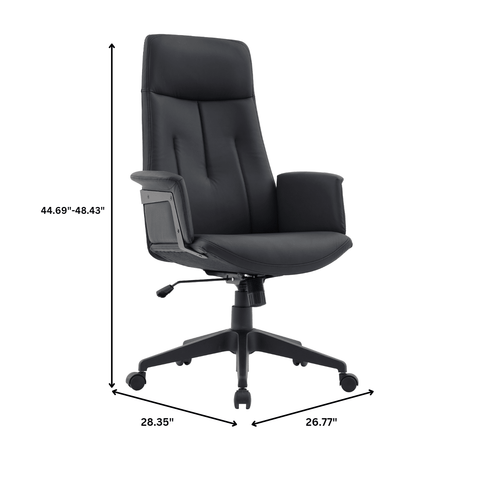 Inifini High-Back Leather Ergonomic Office Chair With Lumbar Support, Adjustable Hight and Swivel