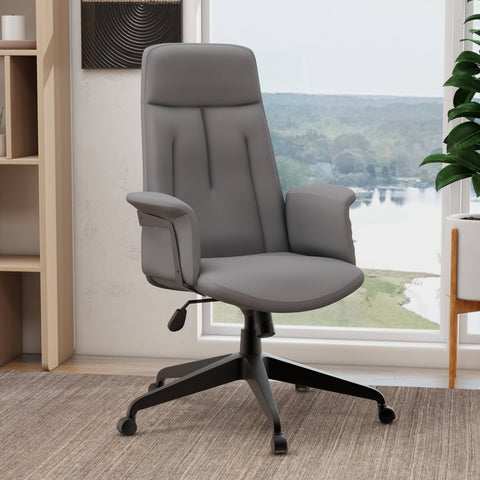 Inifini High-Back Leather Ergonomic Office Chair With Lumbar Support, Adjustable Hight and Swivel