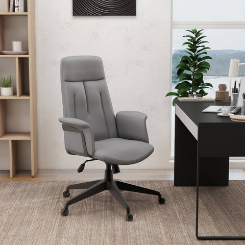 Inifini High-Back Leather Ergonomic Office Chair With Lumbar Support, Adjustable Hight and Swivel
