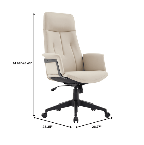 Inifini High-Back Leather Ergonomic Office Chair With Lumbar Support, Adjustable Hight and Swivel