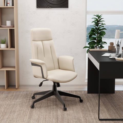 Inifini High-Back Leather Ergonomic Office Chair With Lumbar Support, Adjustable Hight and Swivel
