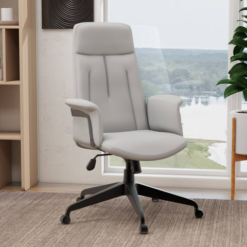 Inifini High-Back Leather Ergonomic Office Chair With Lumbar Support, Adjustable Hight and Swivel