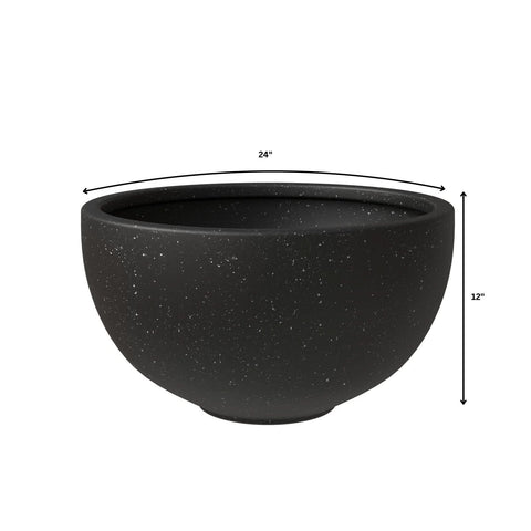 LeisureMod Iris Modern Round Planter Pot in Fiberstone and Clay Weather Resistant Design