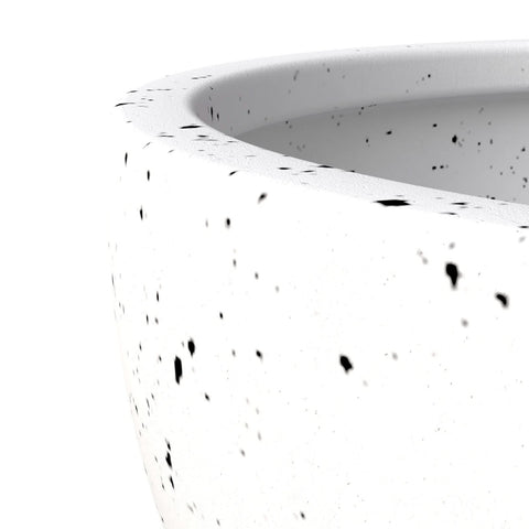 Iris Modern Round Planter Pot in Fiberstone and Clay Weather Resistant Design