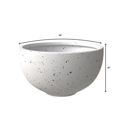 Iris Modern Round Planter Pot in Fiberstone and Clay Weather Resistant Design