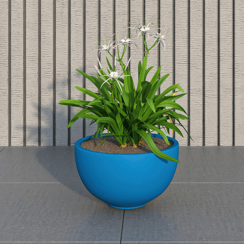 LeisureMod Iris Modern Round Planter Pot in Fiberstone and Clay Weather Resistant Design