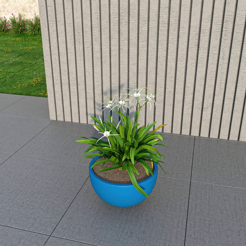 LeisureMod Iris Modern Round Planter Pot in Fiberstone and Clay Weather Resistant Design