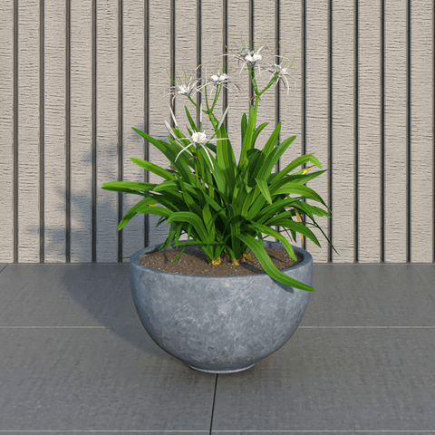 LeisureMod Iris Modern Round Planter Pot in Fiberstone and Clay Weather Resistant Design