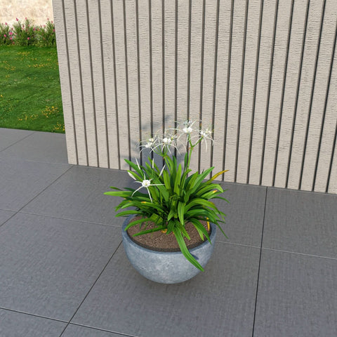 LeisureMod Iris Modern Round Planter Pot in Fiberstone and Clay Weather Resistant Design