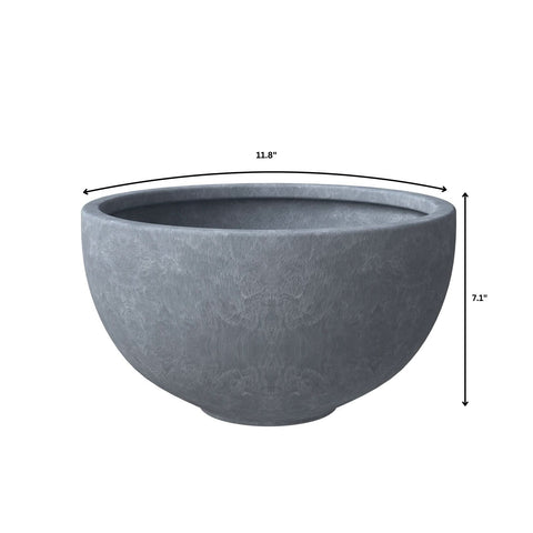 LeisureMod Iris Modern Round Planter Pot in Fiberstone and Clay Weather Resistant Design