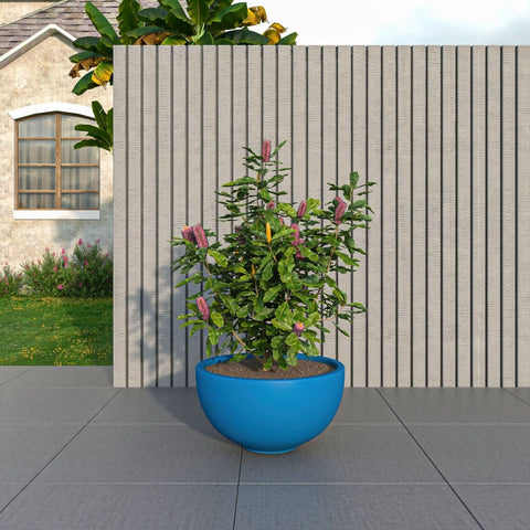 LeisureMod Iris Modern Round Planter Pot in Fiberstone and Clay Weather Resistant Design