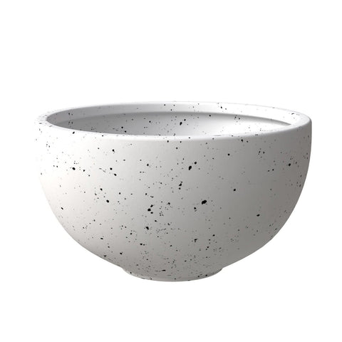 LeisureMod Iris Modern Round Planter Pot in Fiberstone and Clay Weather Resistant Design