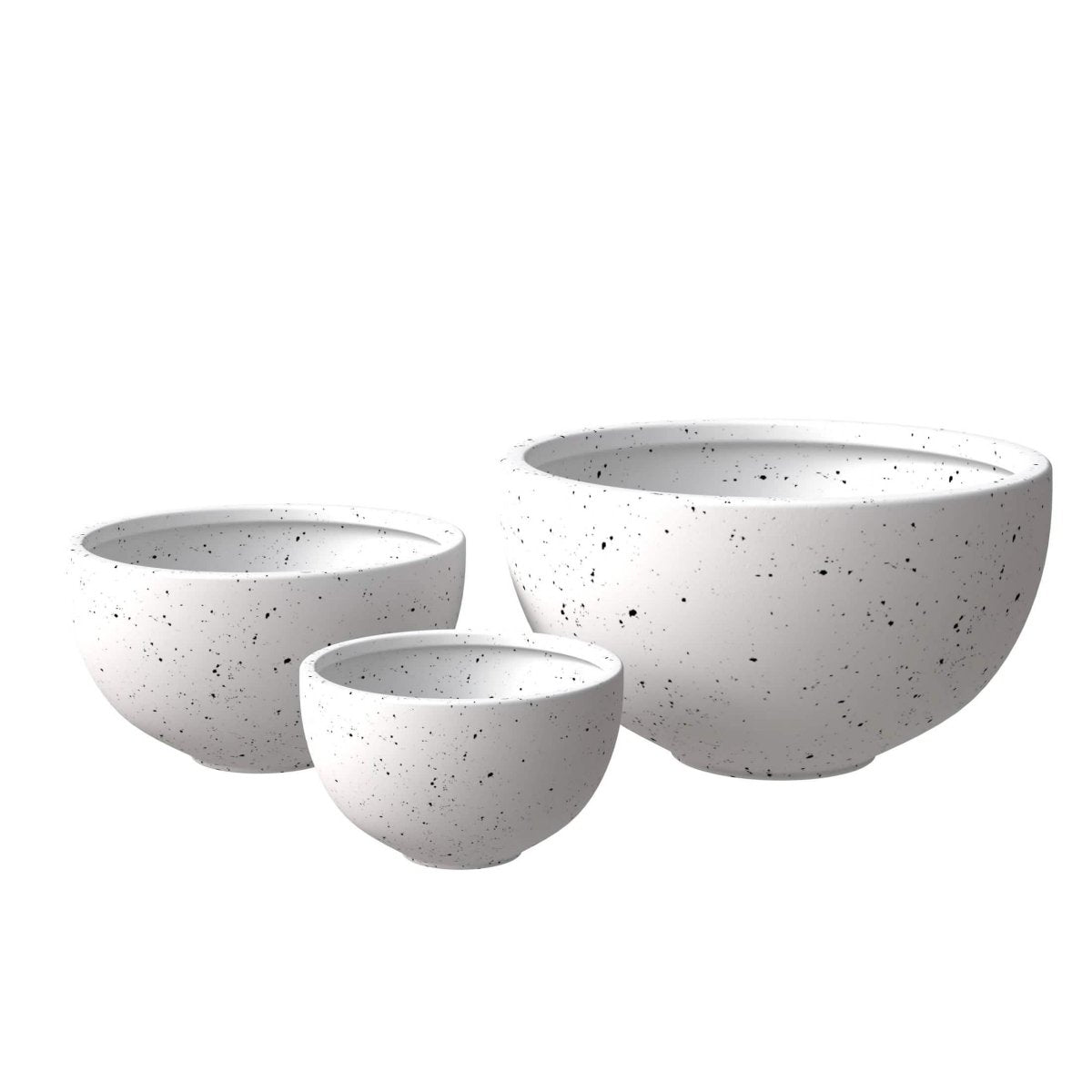 Iris Modern 3 - Piece Round Planter Pot Set in Fiberstone and Clay Weather Resistant Design