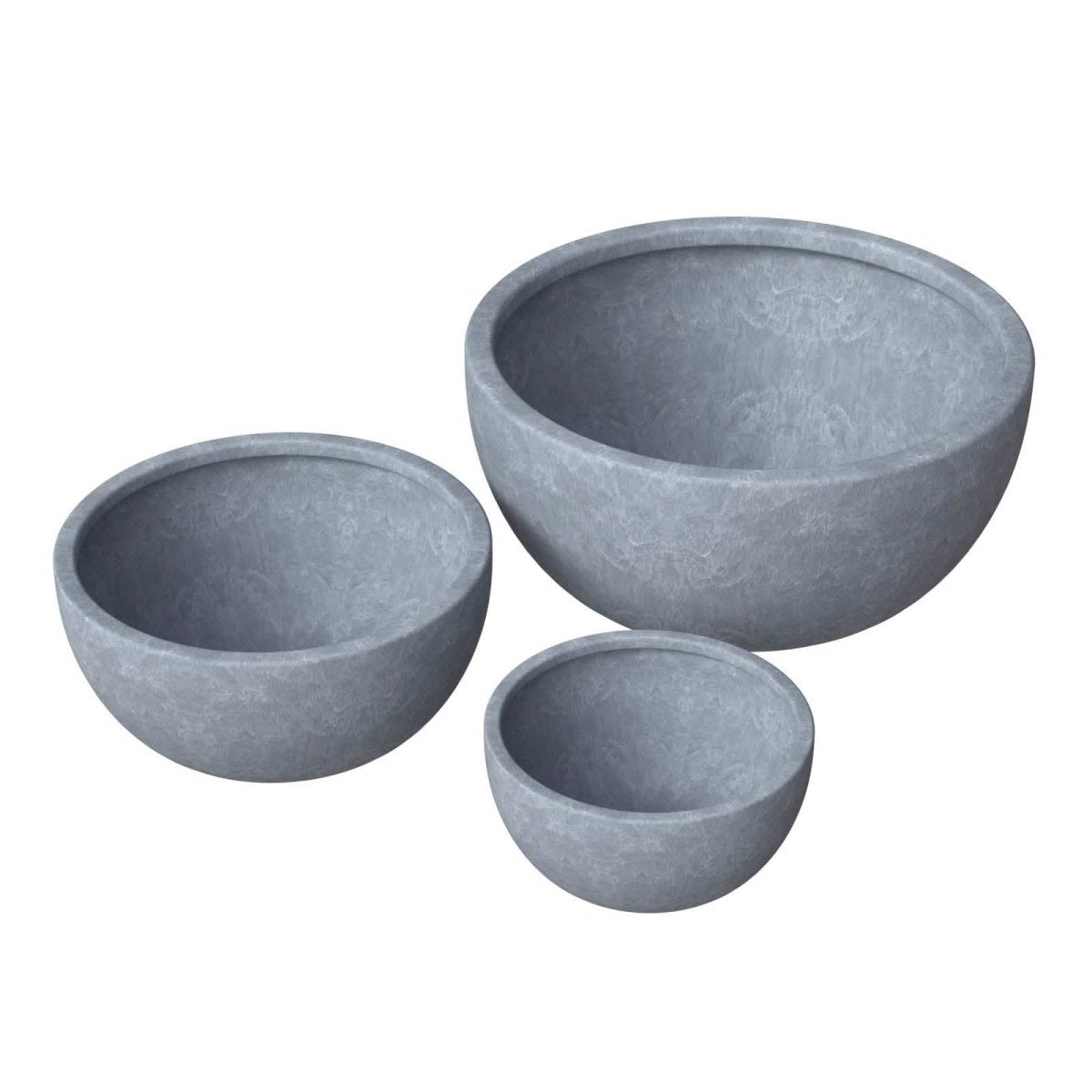 Iris Modern 3 - Piece Round Planter Pot Set in Fiberstone and Clay Weather Resistant Design