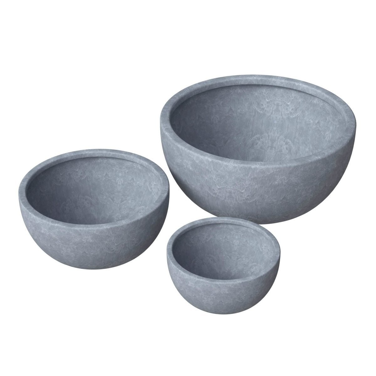Iris Modern 3 - Piece Round Planter Pot Set in Fiberstone and Clay Weather Resistant Design