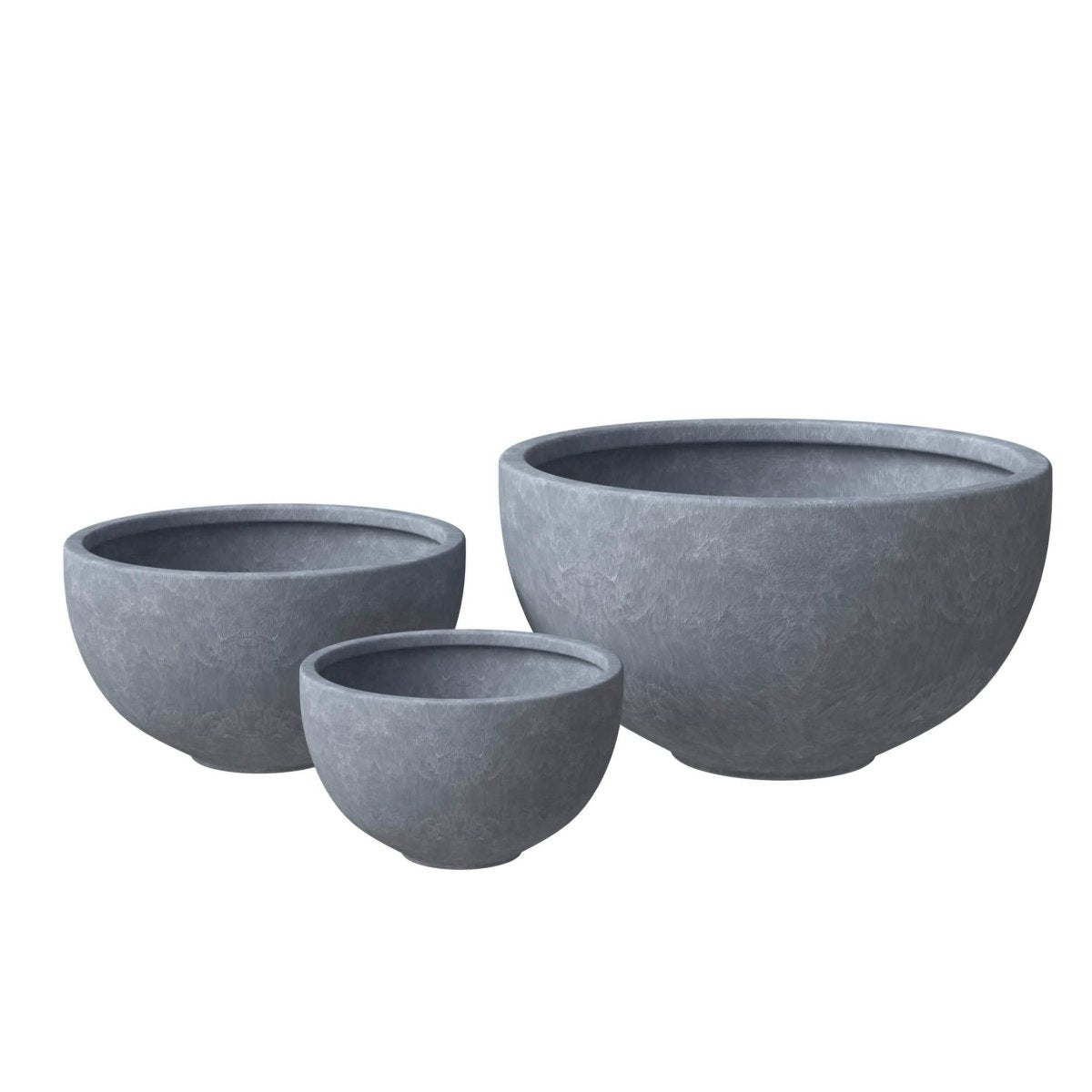 Iris Modern 3 - Piece Round Planter Pot Set in Fiberstone and Clay Weather Resistant Design