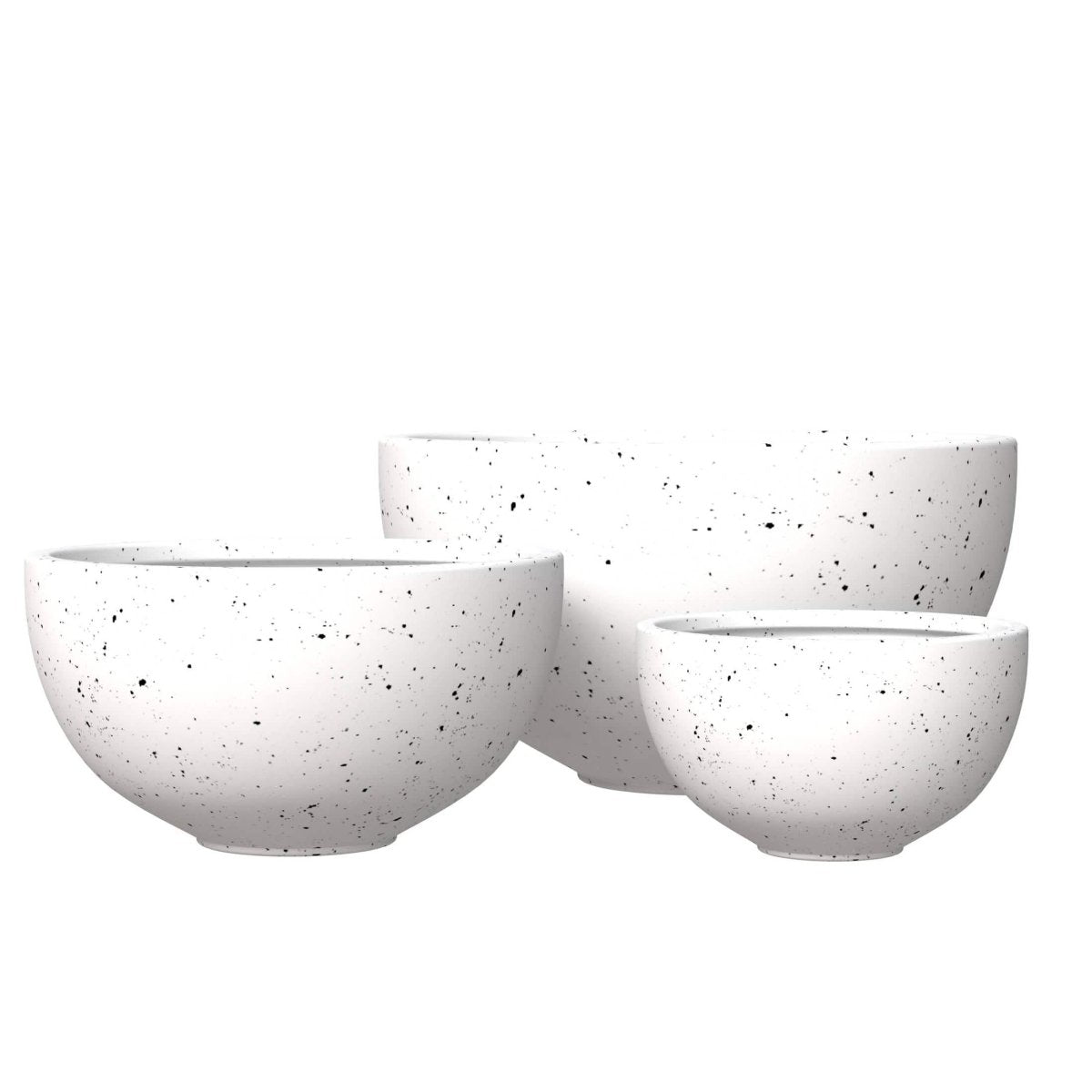 Iris Modern 3 - Piece Round Planter Pot Set in Fiberstone and Clay Weather Resistant Design