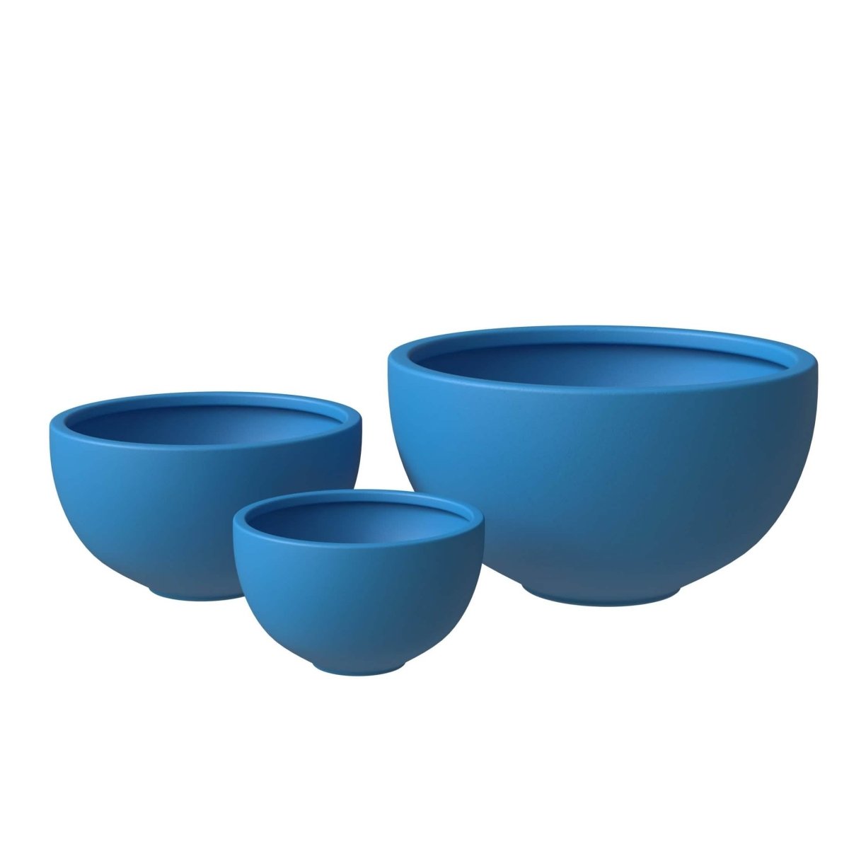 Iris Modern 3 - Piece Round Planter Pot Set in Fiberstone and Clay Weather Resistant Design