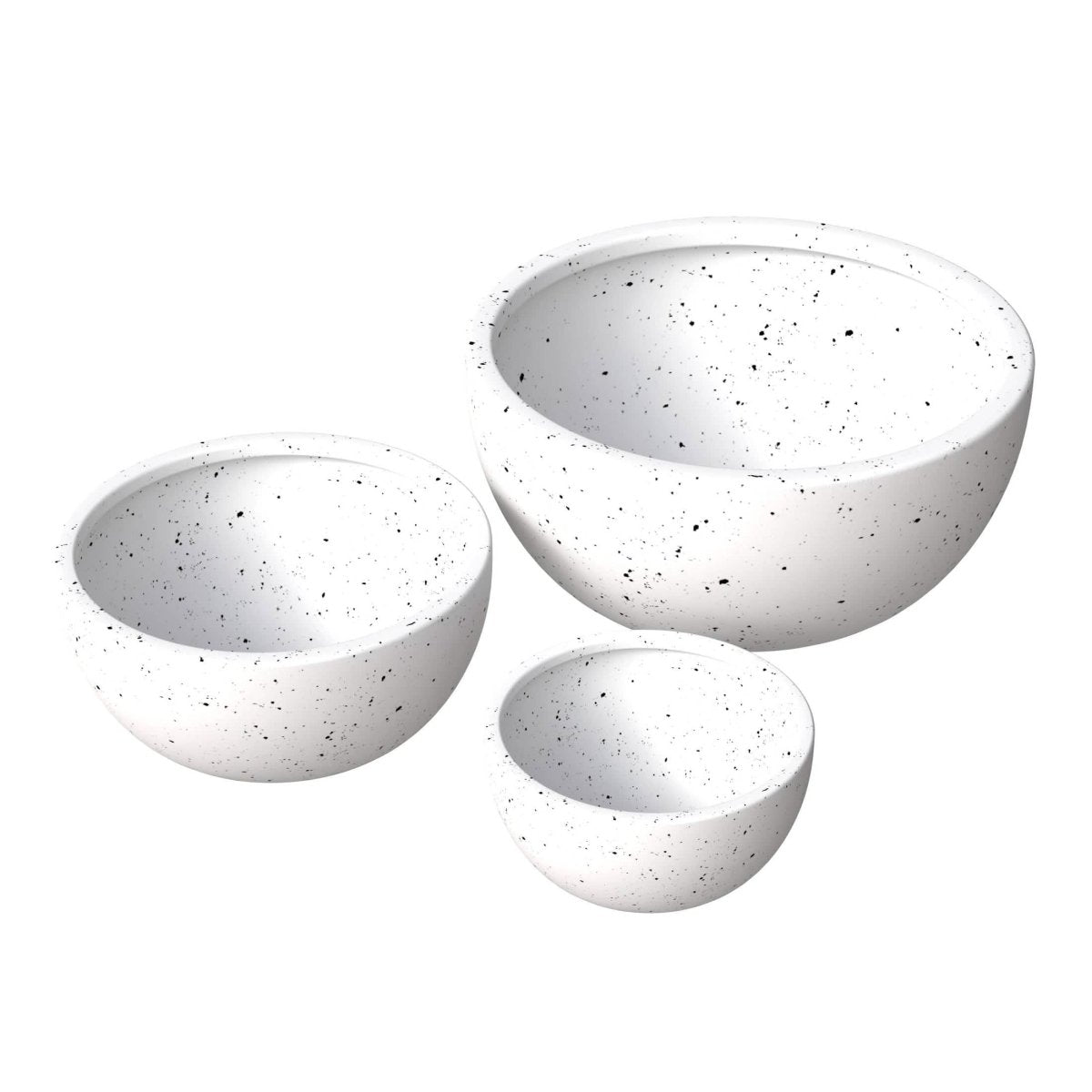 Iris Modern 3 - Piece Round Planter Pot Set in Fiberstone and Clay Weather Resistant Design