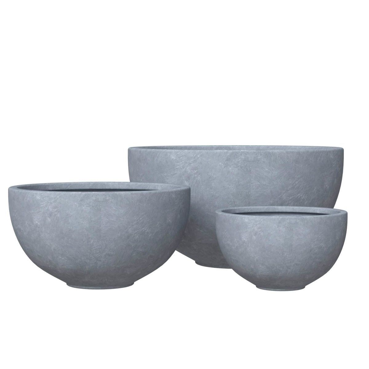 Iris Modern 3 - Piece Round Planter Pot Set in Fiberstone and Clay Weather Resistant Design