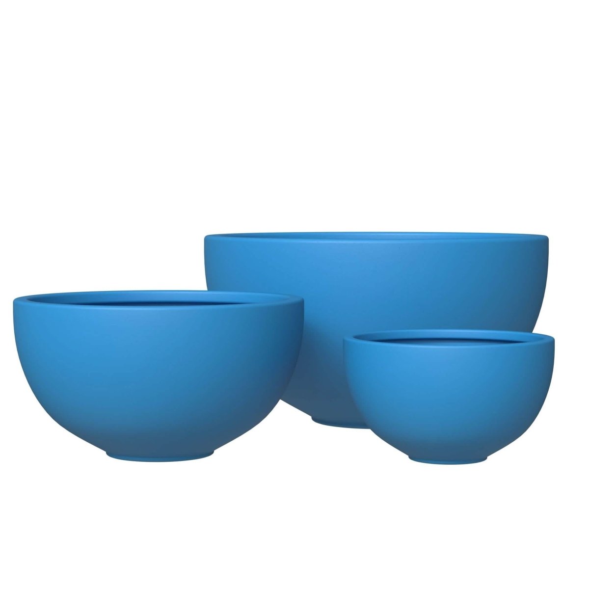 Iris Modern 3 - Piece Round Planter Pot Set in Fiberstone and Clay Weather Resistant Design