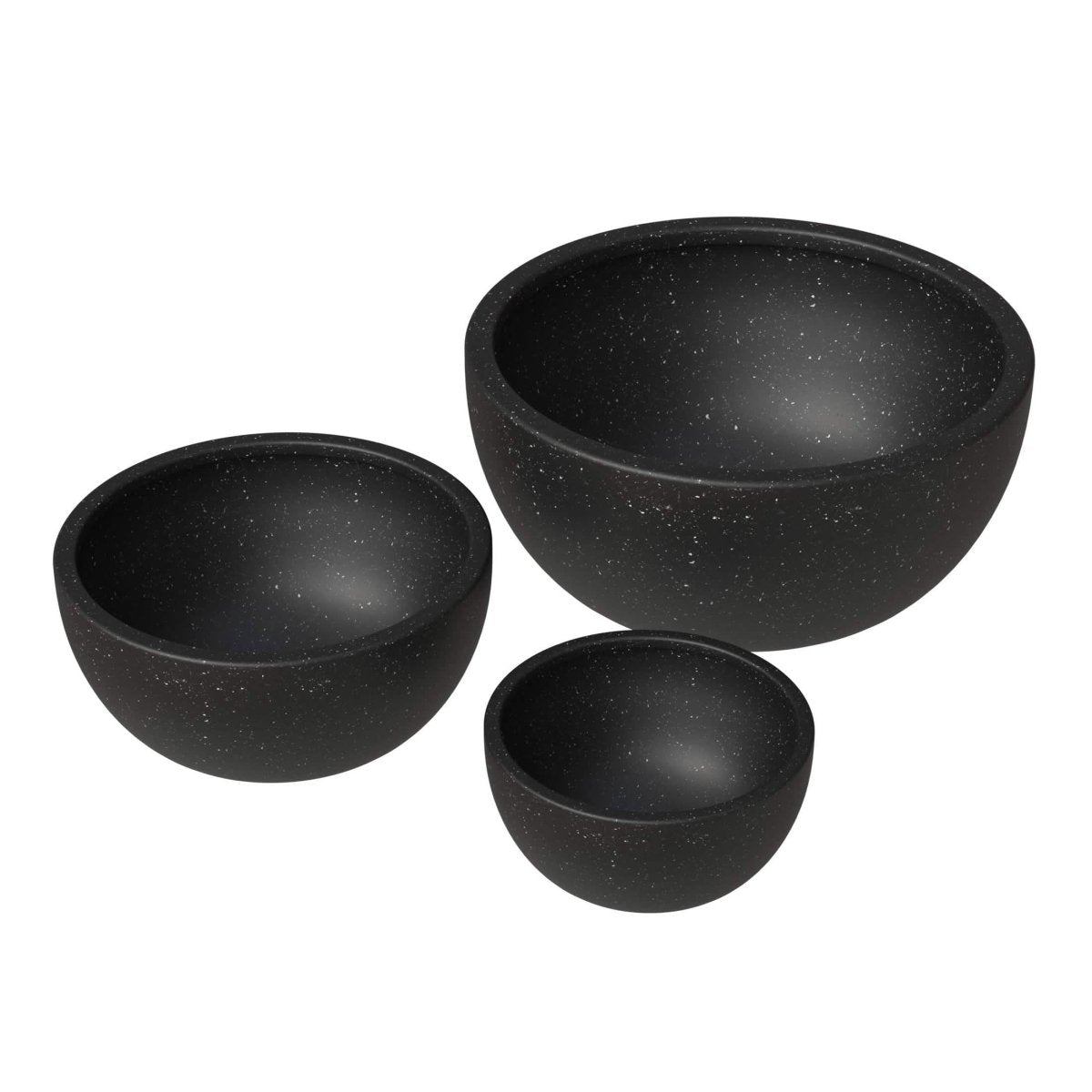 Iris Modern 3 - Piece Round Planter Pot Set in Fiberstone and Clay Weather Resistant Design