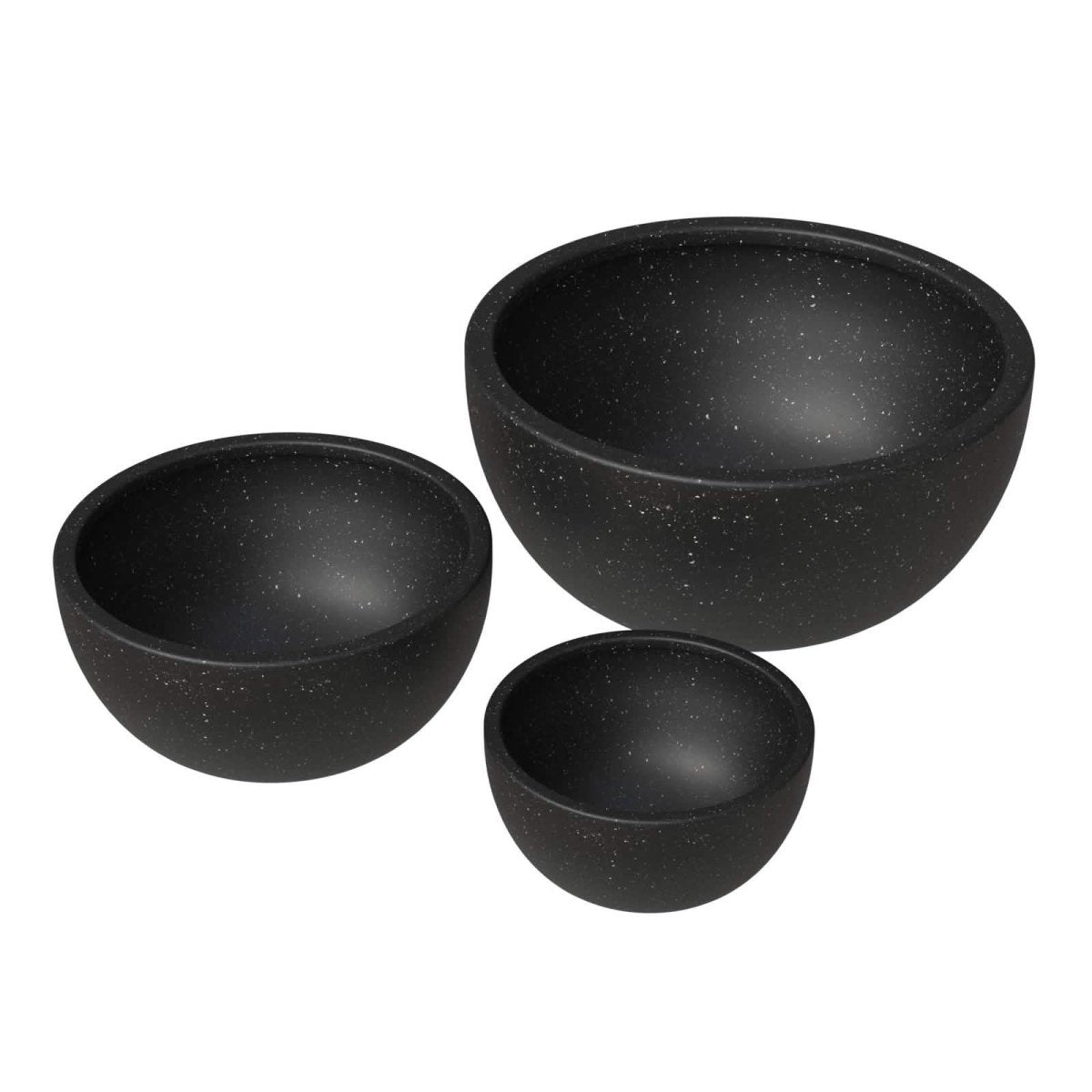 Iris Modern 3 - Piece Round Planter Pot Set in Fiberstone and Clay Weather Resistant Design