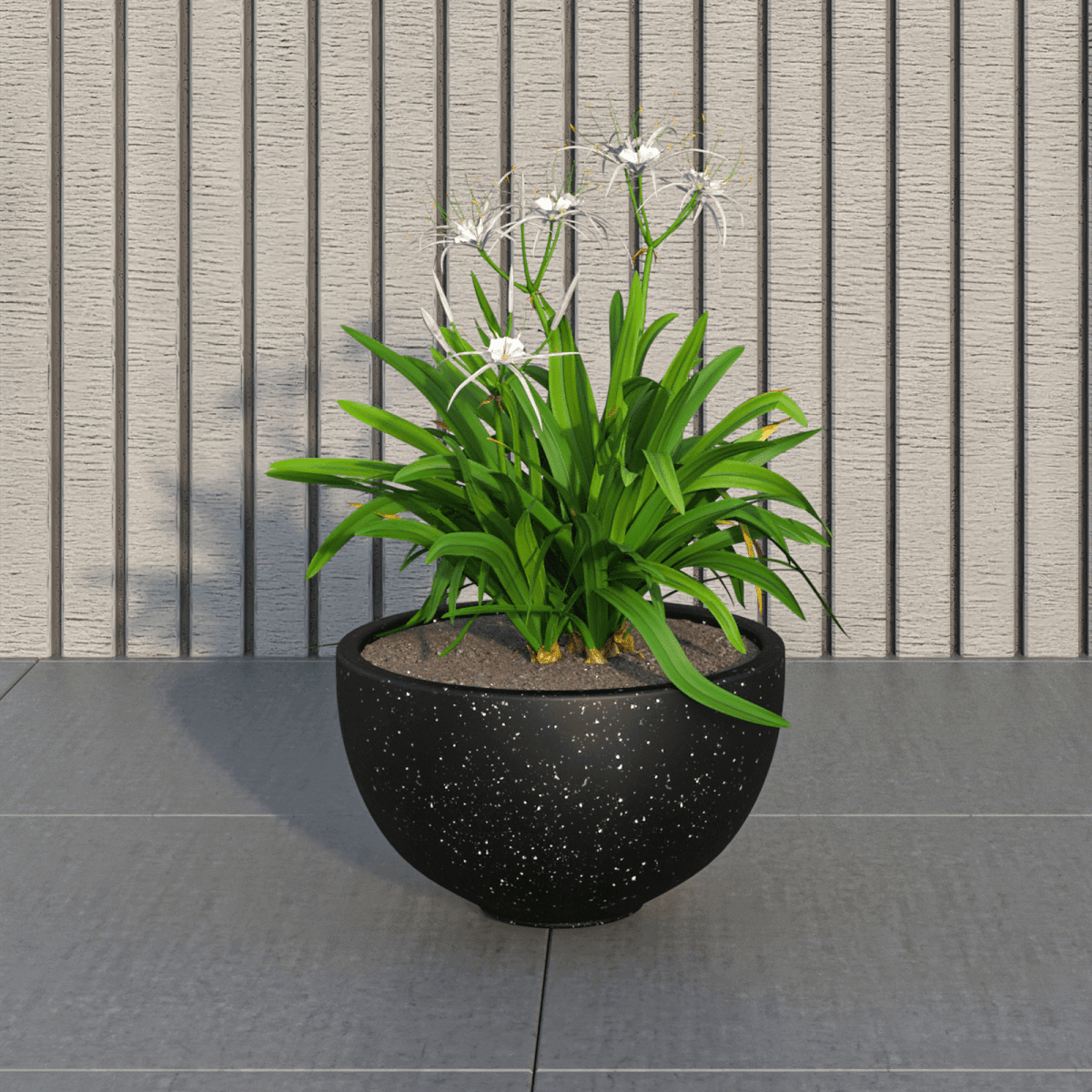 Iris Modern Round Planter Pot in Fiberstone and Clay Weather Resistant Design