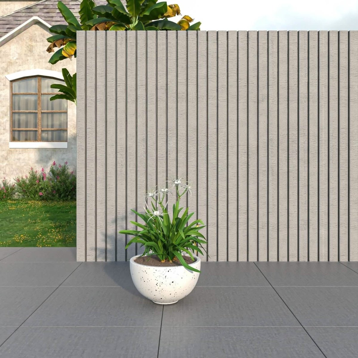 Iris Modern Round Planter Pot in Fiberstone and Clay Weather Resistant Design