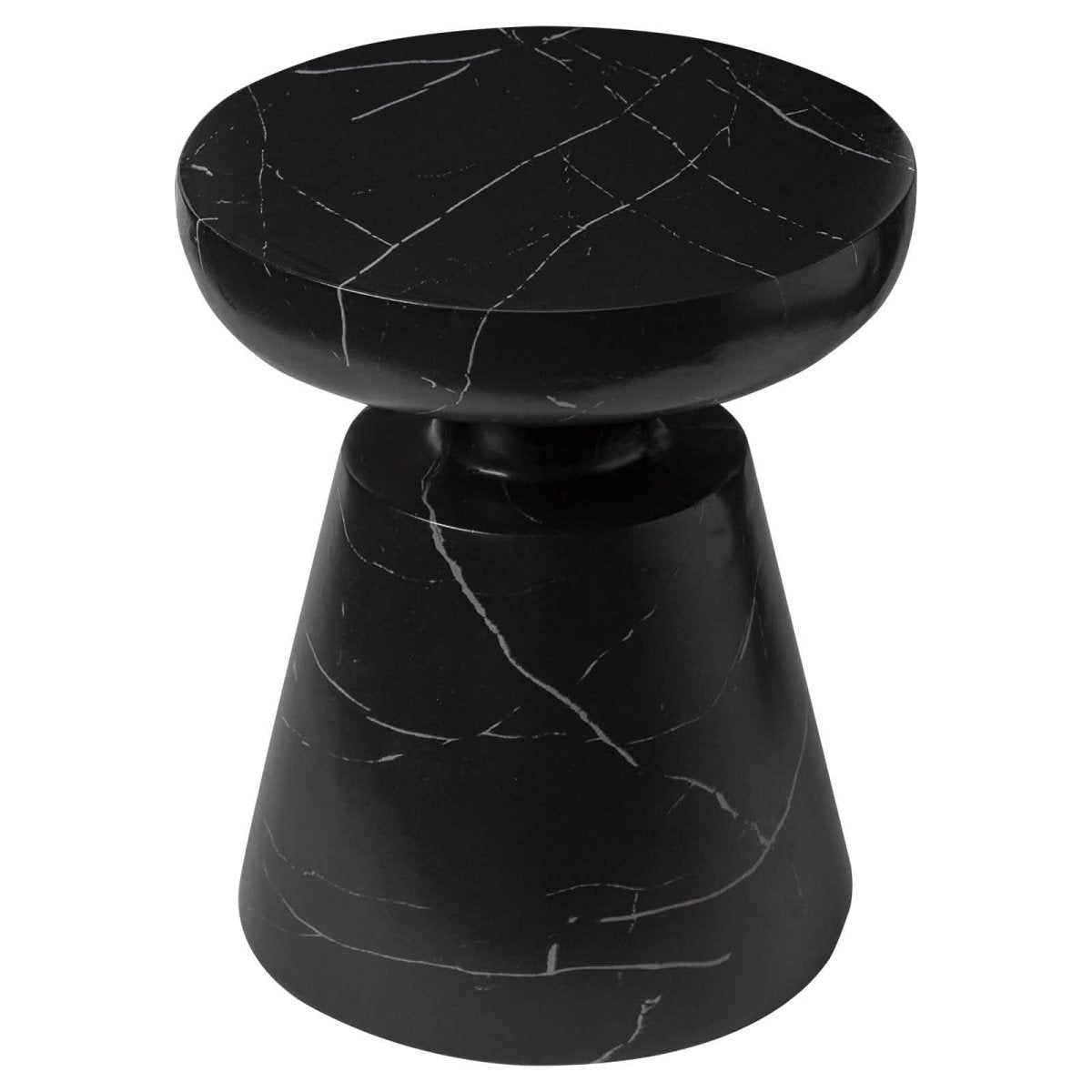 Isle Minimalist Side Table with Round Fiberstone Tabletop Accent Table and Pedestal Base