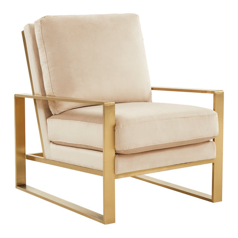 Jefferson Accent Armchair with Upholstered and Gold/Silver Metal Frame