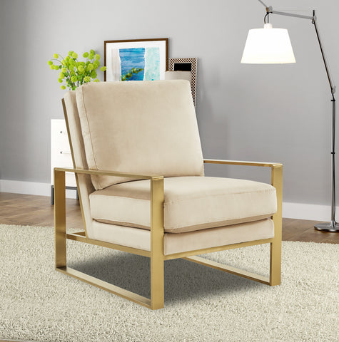 Jefferson Accent Armchair with Upholstered and Gold/Silver Metal Frame